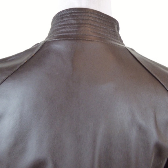 ARDEN B BROWN LEATHER ZIP MOTO lamb LEATHER JACKET S New - Picture 7 of 8